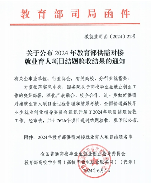 中国·9091美高梅(股份)有限公司-官方网站信息成功通过教育部就业育人项目验收